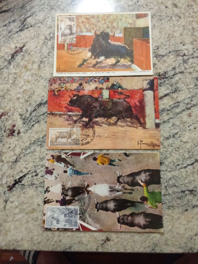 Lote 3 postales toros. Selladas 1960
