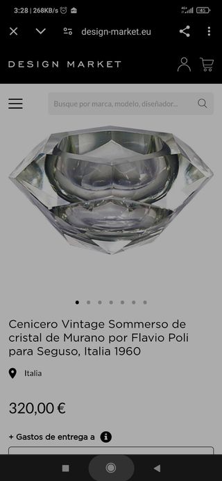 Cenicero azul Seguso cristal de Murano