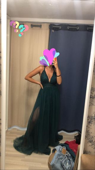 Vestido fiesta verde,talla 36.38