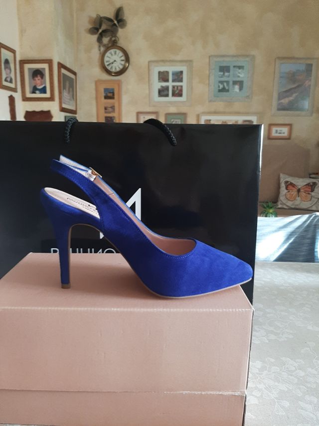 Zapatos de tacón de ante azul