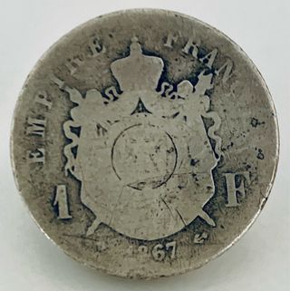 Moneda 1 Franco 1867 Napoleon III plata
