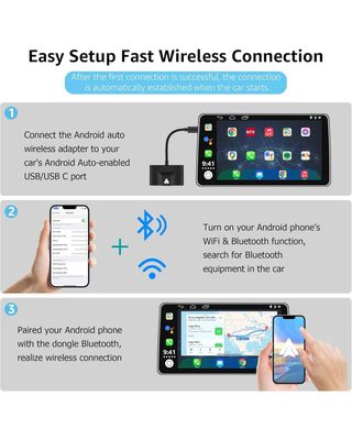 ★ Android Auto Adaptador inalámbrico, WiFi 5G, BT5