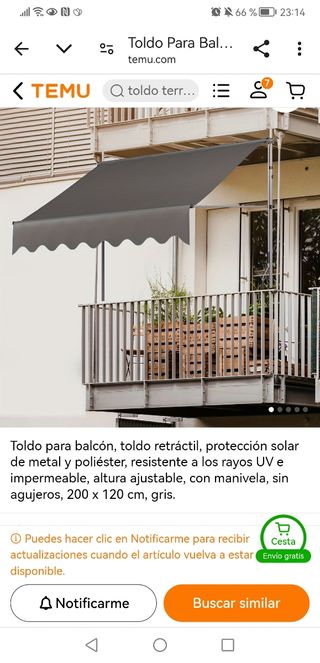Toldo balcón, retractil, portátil pèrgola