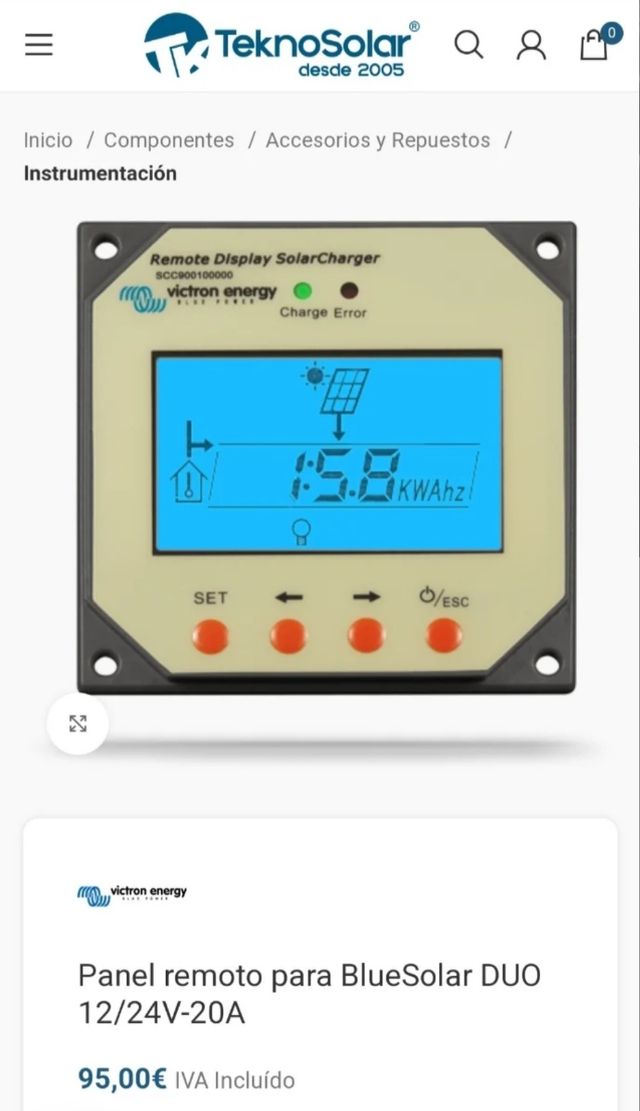 Panel y regulador solar Victron