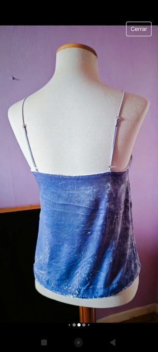 Top lila terciopelo tirantes S 5 euros 