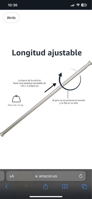 Barra de tensión para cortina