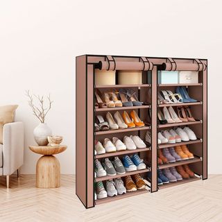 Armario Zapatero Tela Marrón Con Cremallera NUEVO