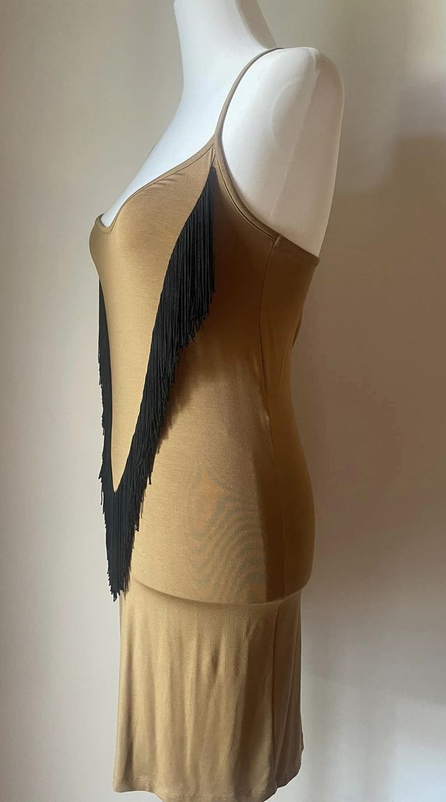 Abito AMERICAN RETRO cammello frange Tg 1 nuovo