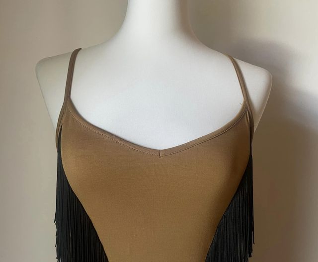 Abito AMERICAN RETRO cammello frange Tg 1 nuovo