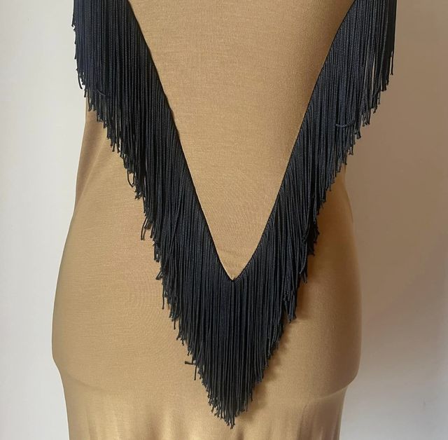 Abito AMERICAN RETRO cammello frange Tg 1 nuovo