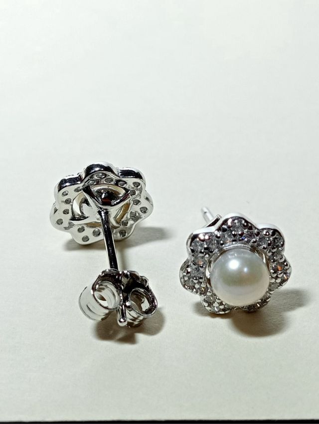 Pendientes Perla Cultivada De Plata De Ley 925