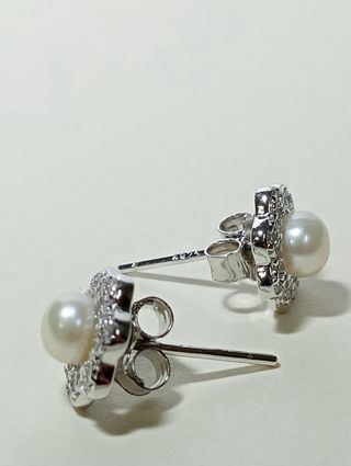 Pendientes Perla Cultivada De Plata De Ley 925