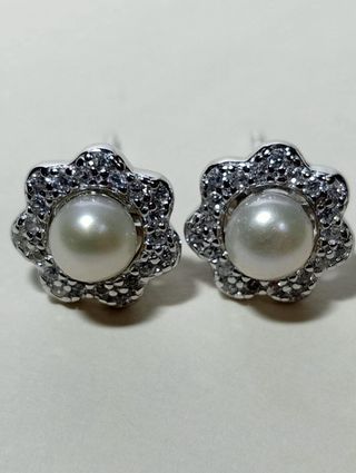 Pendientes Perla Cultivada De Plata De Ley 925