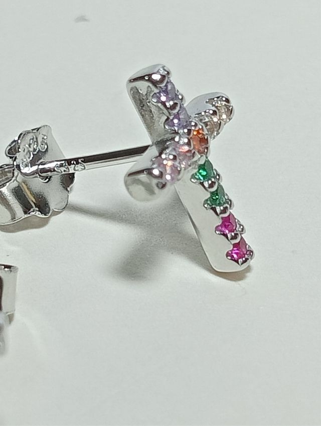 Pendientes circonitas Cruz De Plata De Ley 925