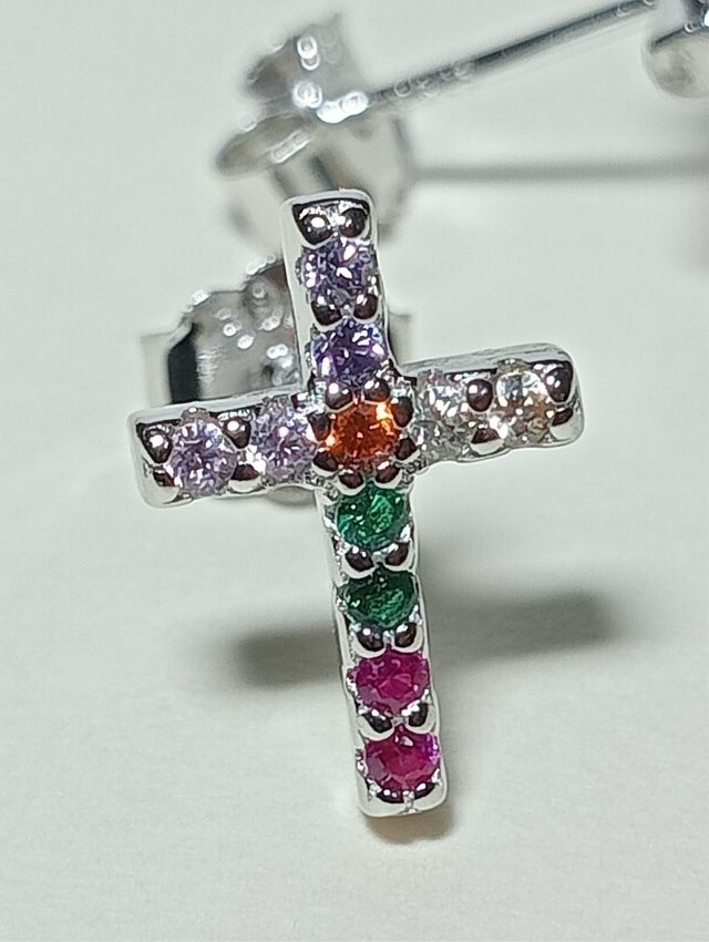 Pendientes circonitas Cruz De Plata De Ley 925