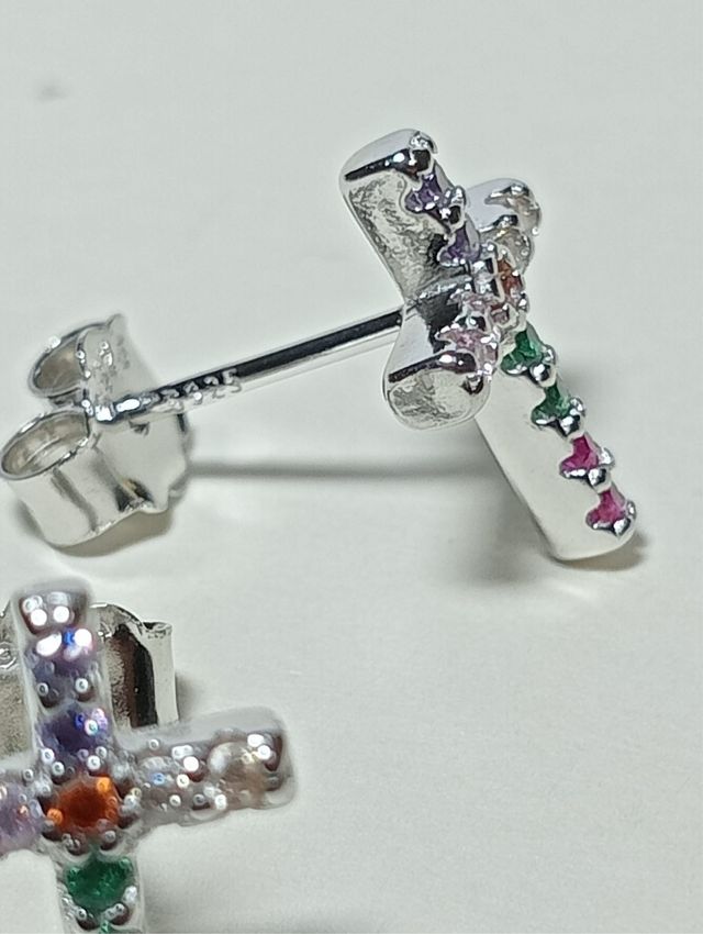 Pendientes circonitas Cruz De Plata De Ley 925