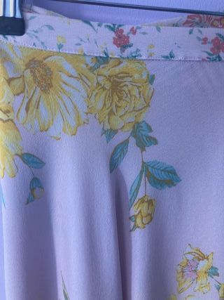Falda larga flores Zara atada en cintura