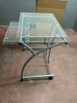 Mesita estudio ordenador cristal