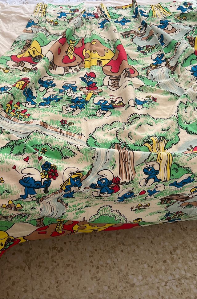 Cortina vintage los Pitufos