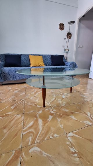 Mesa  centro cristal redonda.