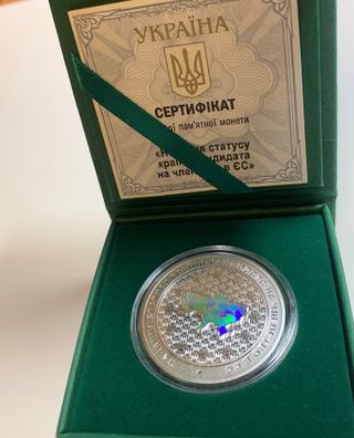 Moneda de plata 10 hrivnas 2022 Candidato en UE