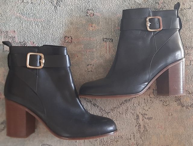 Botines de piel mujer negro