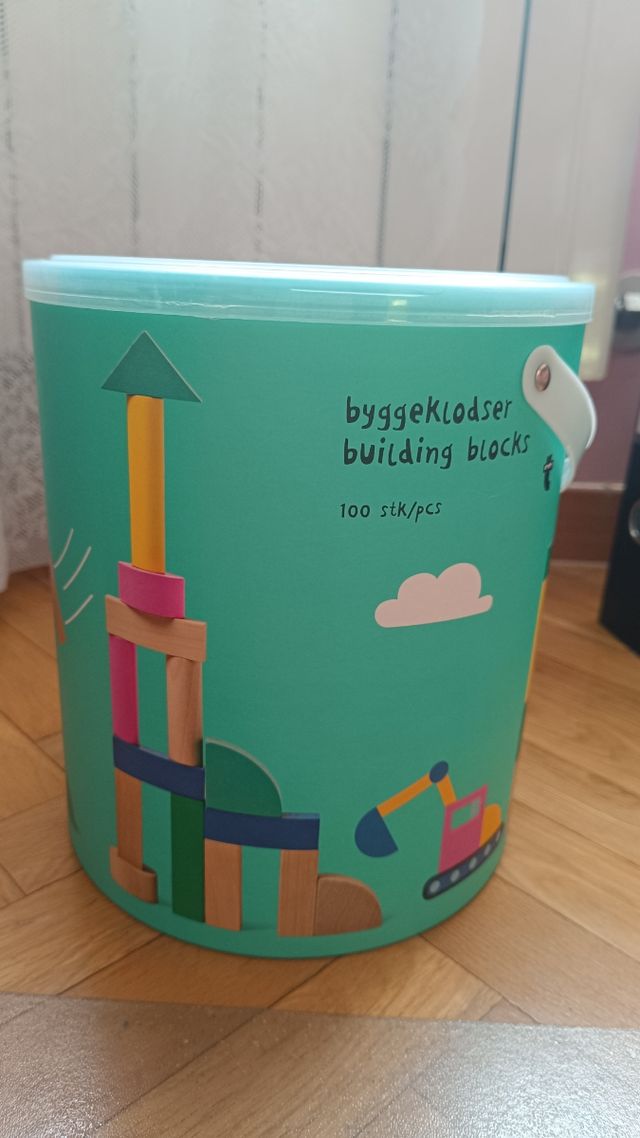 Cubo bloques de construcciones 100 piezas madera