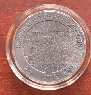 Moneda de plata Ghana 2023 Fortress Bakhmut 2 oz