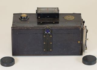 Cámara vintage rara Monobloc estereoscópica.