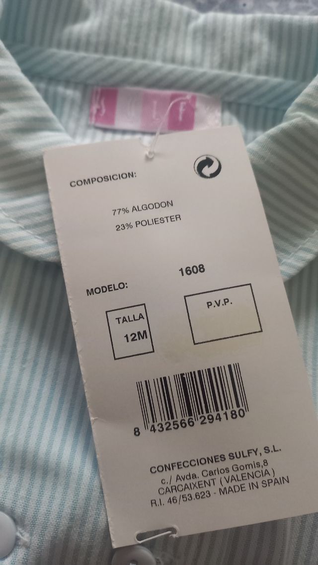 Traje camisa/pantalon bebe 12m