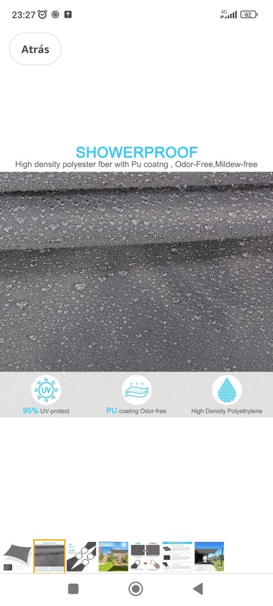 Toldo vela 4x3m gris por estrenar