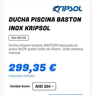 Ducha piscina de acero innoxidable
