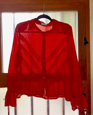 Blusa camisa roja volantes pequeños SA RO
