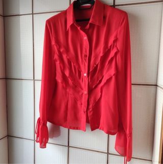 Blusa camisa roja volantes pequeños SA RO
