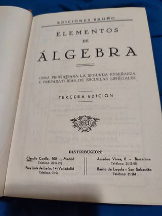 Álgebra. Años 50. Ed Bruño. Lote 2 libros