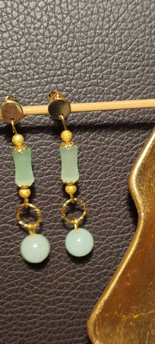 Orecchini donna pietra giada mente,oro