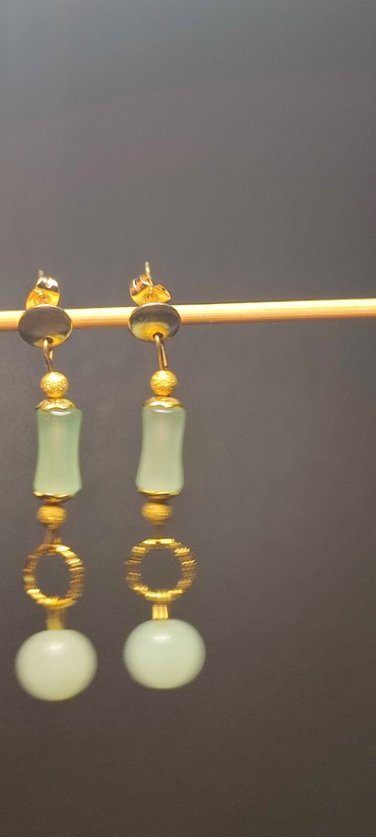 Orecchini donna pietra giada mente,oro