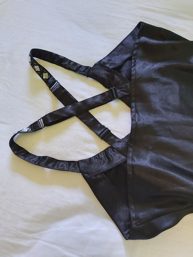 Vestido lencero o camison, raso negro