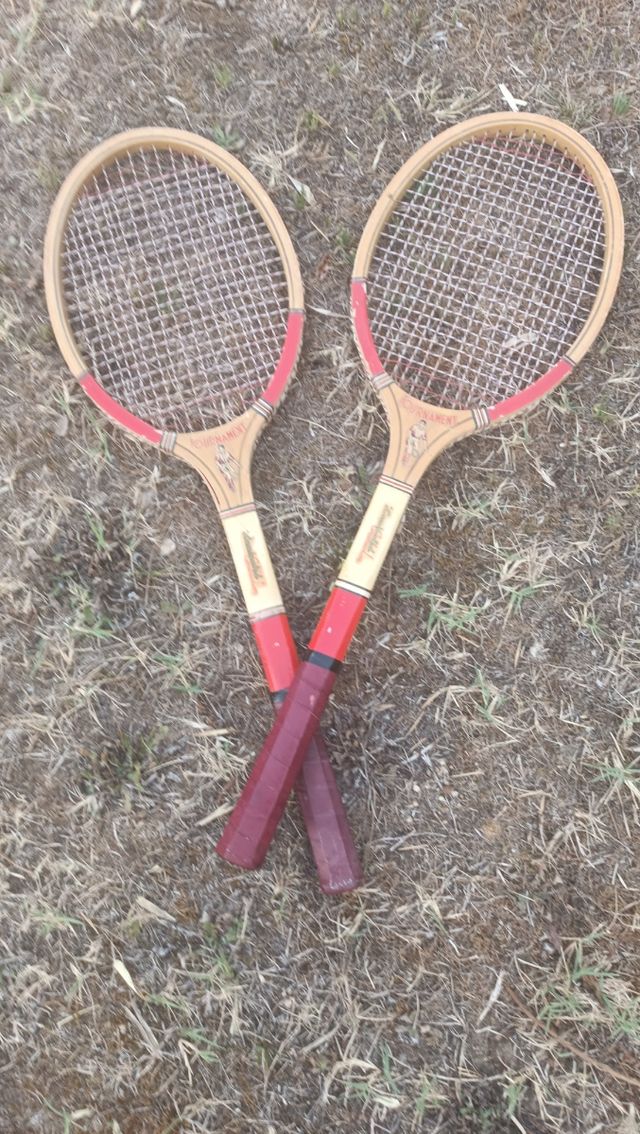 2 raquetas de tenis años 60 madera deco