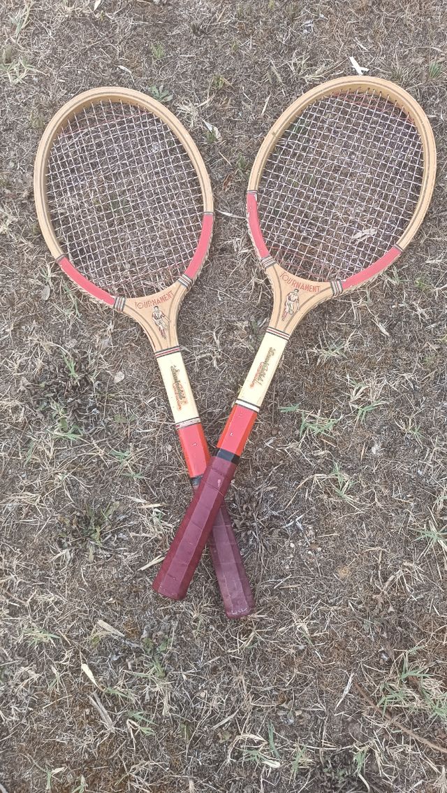 2 raquetas de tenis años 60 madera deco
