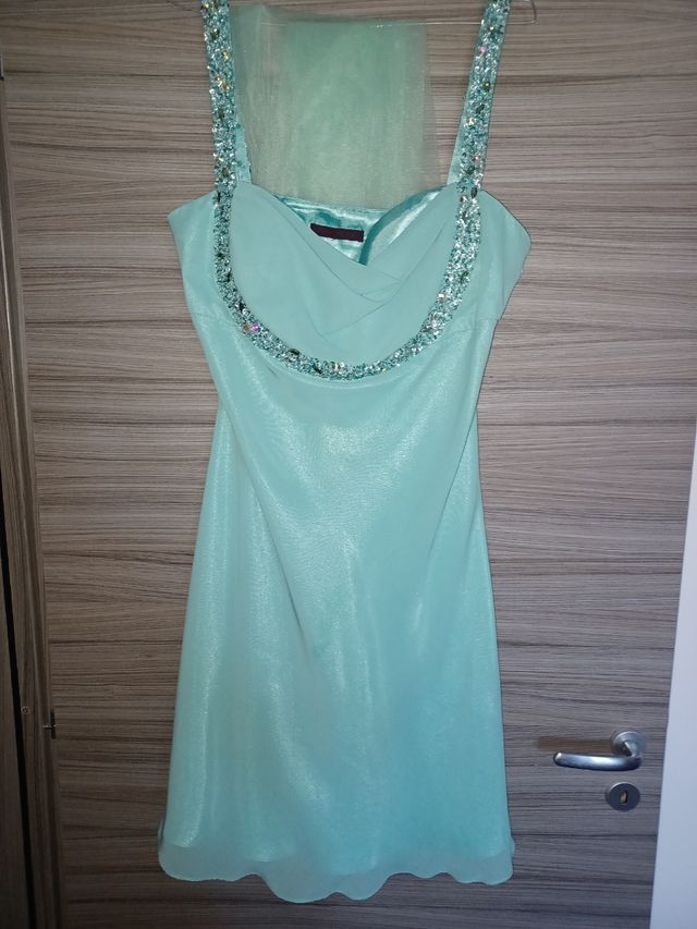 Abito con stola tg 52 verde acqua marina