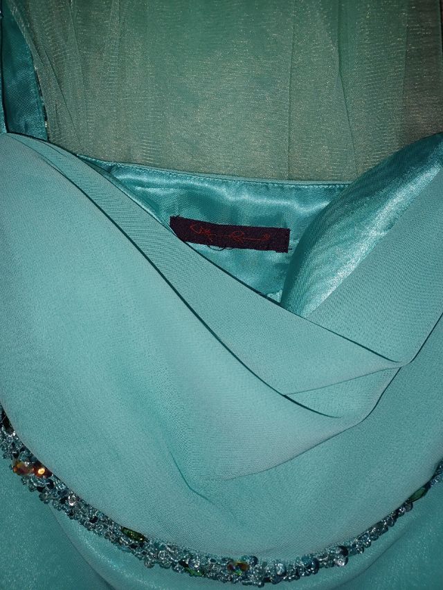 Abito con stola tg 52 verde acqua marina