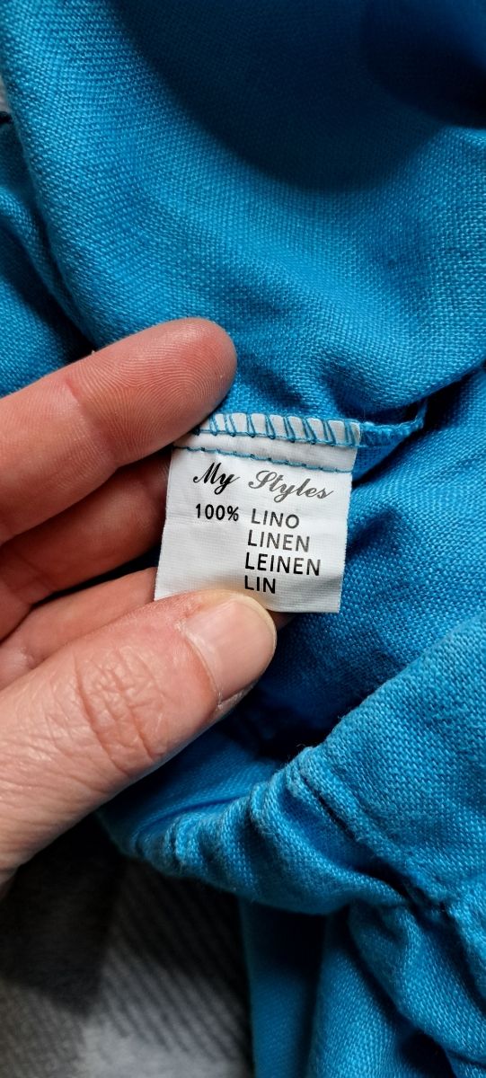 Pantaloni turchesi in lino 