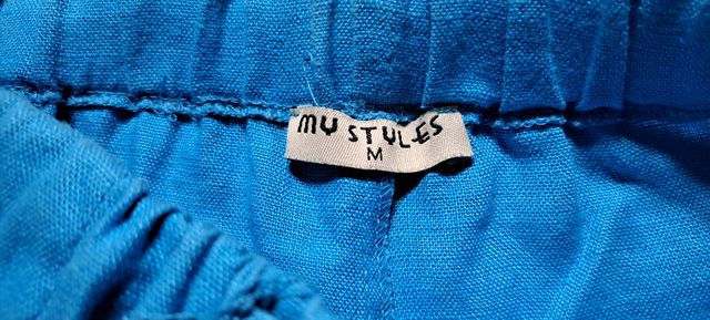 Pantaloni turchesi in lino 