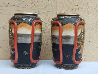 Antica coppia vasi porcellana giapponese Satsuma