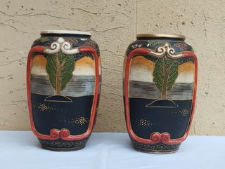 Antica coppia vasi porcellana giapponese Satsuma