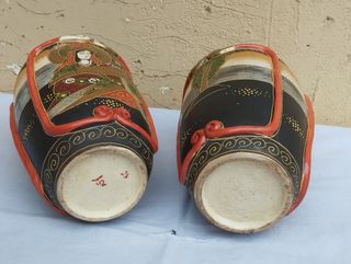 Antica coppia vasi porcellana giapponese Satsuma