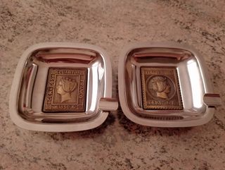 Lote de dos ceniceros de alpaca