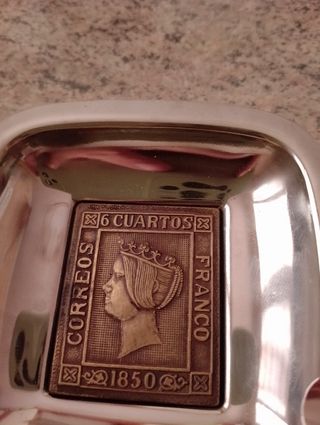 Lote de dos ceniceros de alpaca