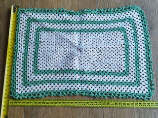 Conjunto 3 panos de croché branco e verde